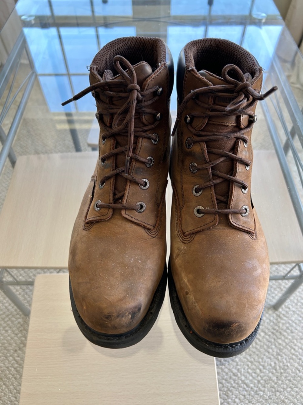 Wolverine Brown Lace-Up Leather Work Boots